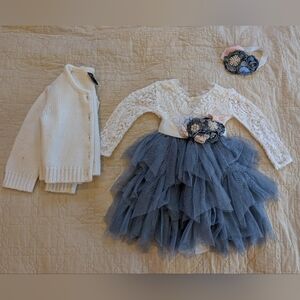 Baby Toddler Spring Easter Wedding Formal Fairycore Lace Tulle Dress Bundle